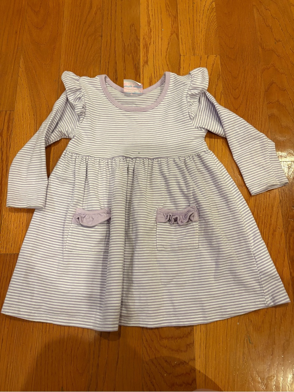 🏷️ 4 for $35 🏷️ Stitchy Fish Purple Striped Long Sleeve Dress